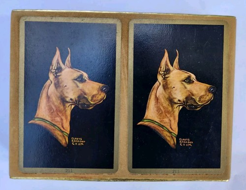 VINTAGE CONGRESS Playing Cards Double Deck Great Danes Cel-u-tone Finish - Bild 2 von 5