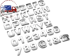 Lamoutor 40Pcs Car Emblem Letters Sticker DIY 3D Chrome Number Symbol Badge Deca