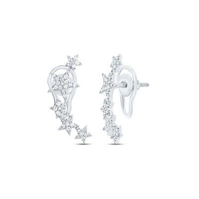 0.25 Ctw Natural Diamond Star Stud Earrings 10kt White Gold
