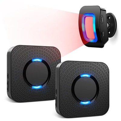 Wireless Motion Sensor LED Light - Detector Alarm Chimes Door Black