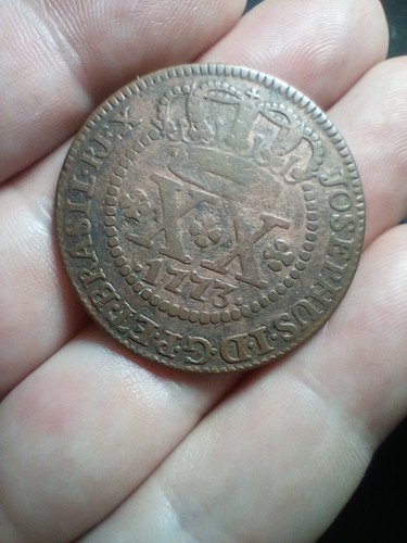 Brazil 1773 Jose I of Portugal 20 Reis Coin With Shield. Large Coin