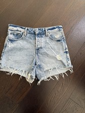 Express Light Blue Distressed Denim Cutoff Shorts size 4