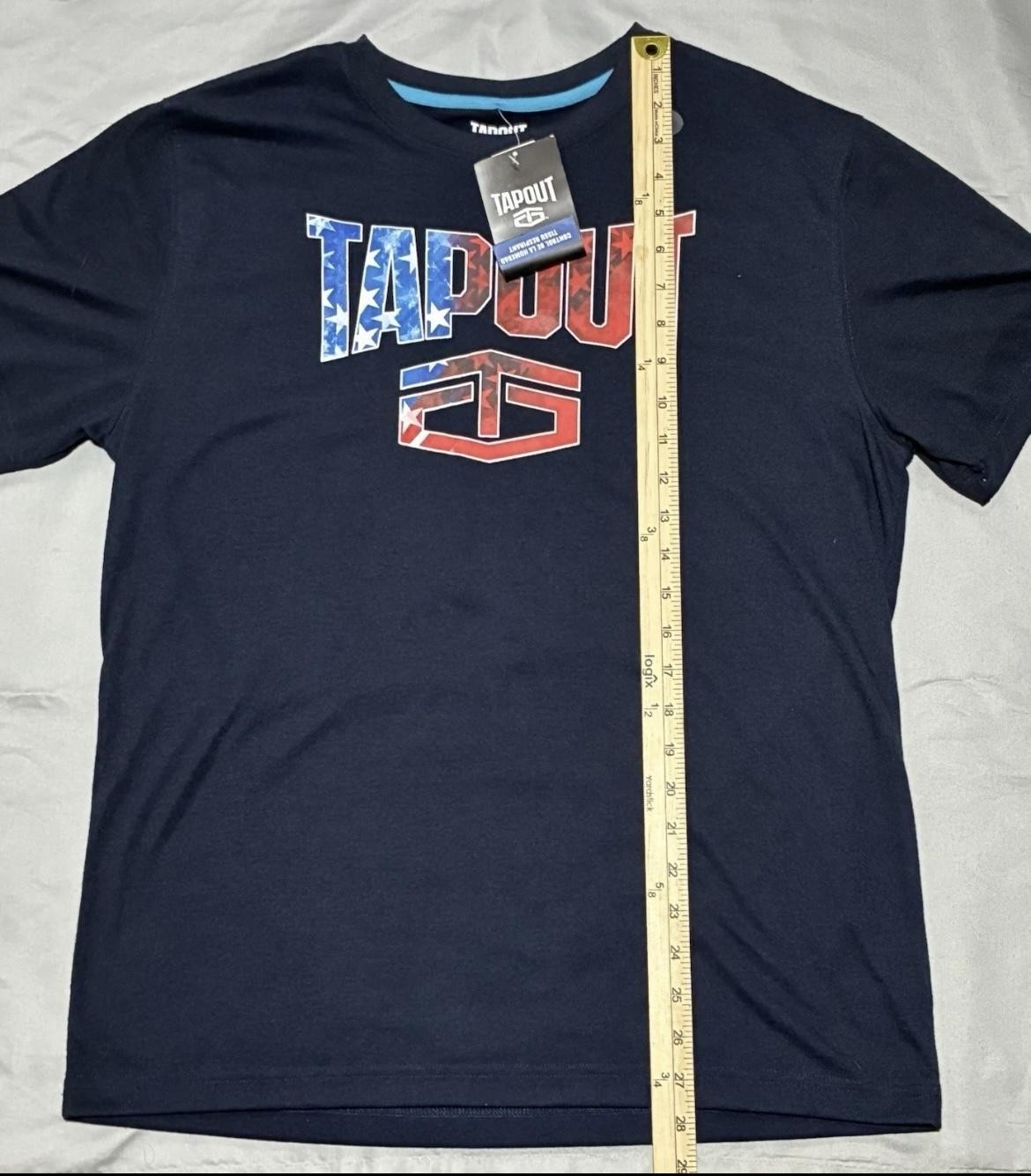 Tapout Shirt Mens Medium Navy Blue Performance Tee USA Flag Logo Graphic