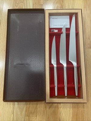 BRAND NEW VINTAGE KALMAR MASTER CHEF KNIVES 3-PIECE CUTLERY KNIFE SET ITALY MCM