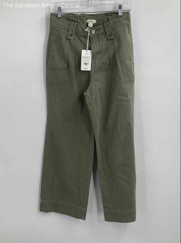 UpWest Womens Green Cotton Dark Wash Pockets Denim Wide-Leg Jeans Size 2
