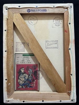 pablo picasso painting  oil on canvas signed stamped vintage 0.25 x 0.35 m