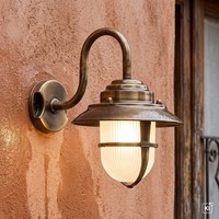 Maritime AußEn Leuchte Messing Riffelglas IP64 Wand Lampe Laterne Balkon Hof