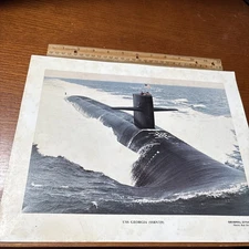 VTG USS Georgia SSN-729 General Dynamics Electric Boat Submarine 11x14” Photo