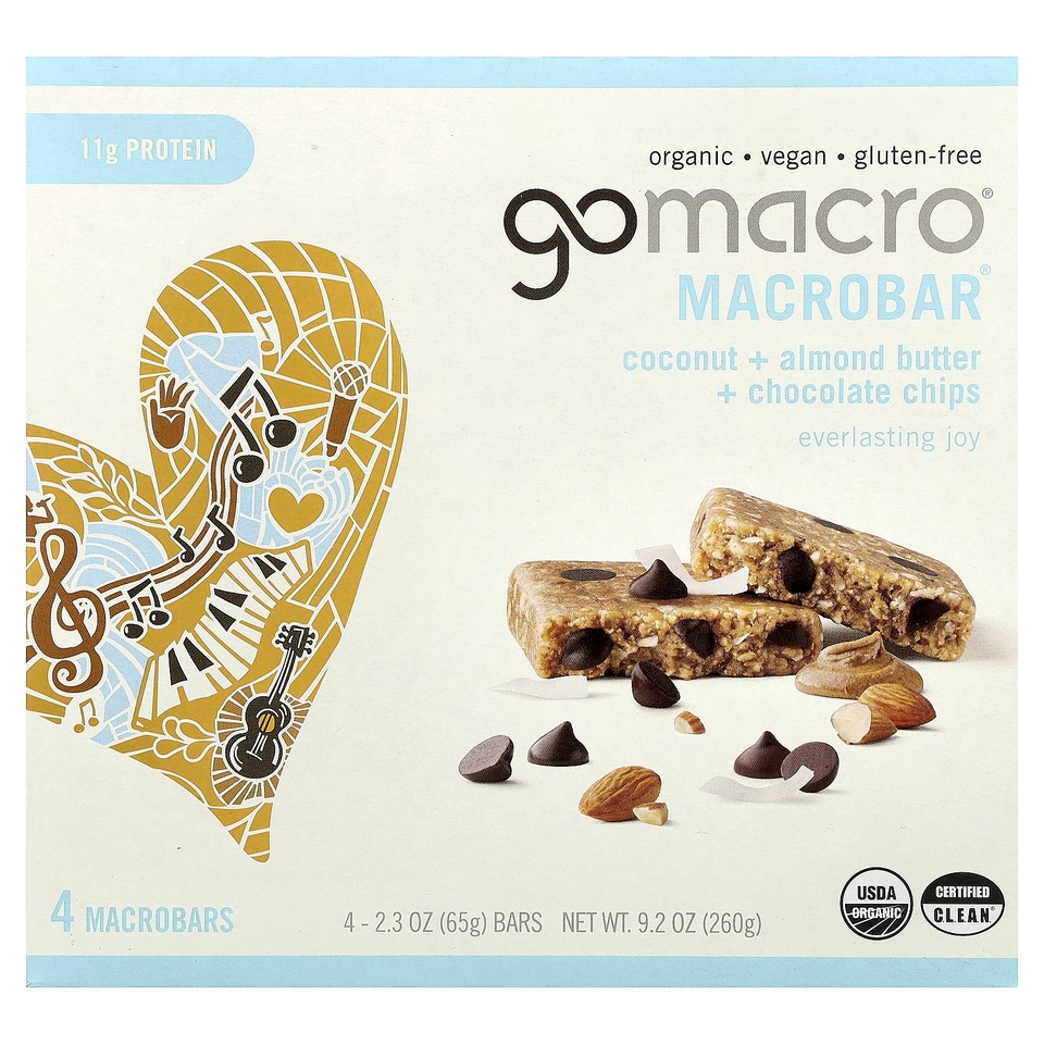 MacroBar®, Everlasting Joy, Coconut, Almond Butter & Chocolate Chips, 4 Bars,