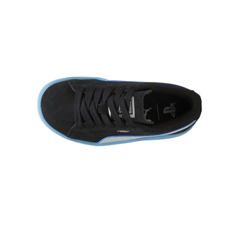 Zapatillas informales PUMA X Playstation de gamuza con cordones para niños pequeños negras, azules Foto 4 de 4
