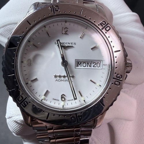 Longines Admiral 5 Star L3.600.4 Automatic White Dial Day Date Stainless Watch - Picture 3 of 10