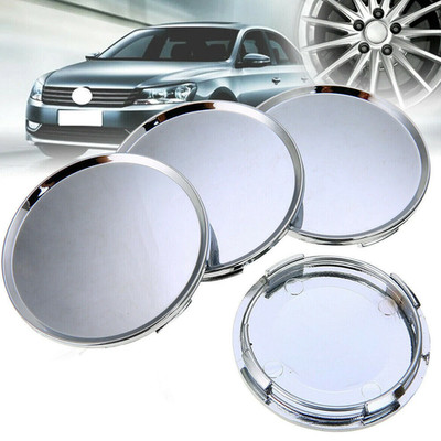 4pcs Universal 63mm Chrome Rad Center Hub Caps Trim Auto Außenzubehör
