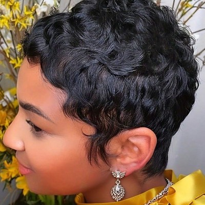 Short Pixie Cut Wig Human Hair Glueless Short Layered Pixie  display picture 1