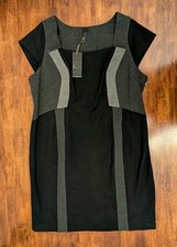 NWT $109 6th & Lane Plus Black Gray Career Dress Size 22 Cap Sleeves Cute!!