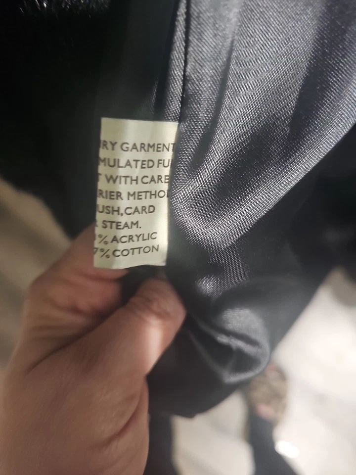 "Abrigo chaqueta larga de piel sintética de visón I. Magnin de lujo vintage para mujer 42"" negro talla" 5/6 Foto 2 de 4