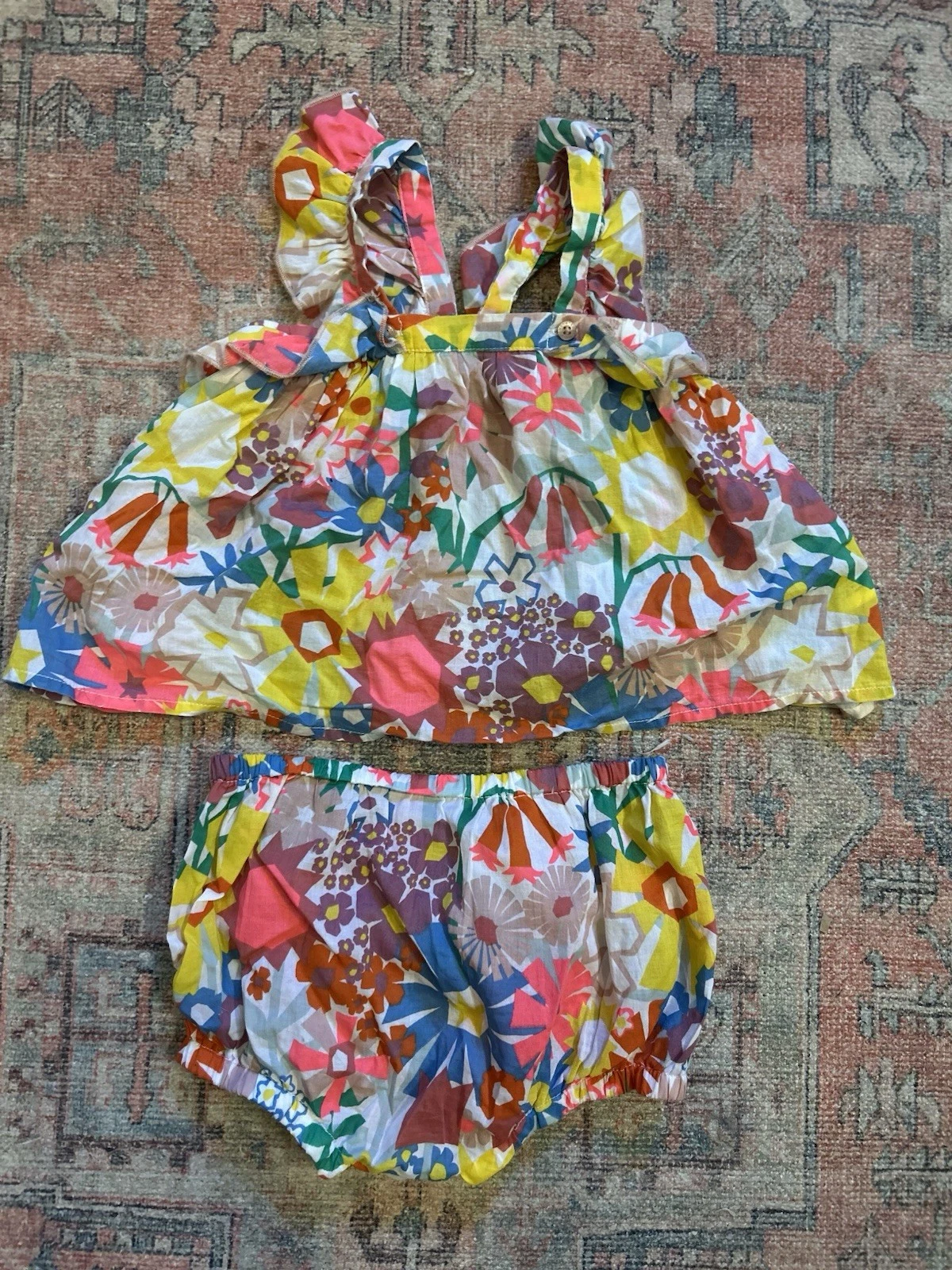 Stella McCartney Kids Baby Girl 12M Floral 2-Piece Set Bloomers Top Cotton