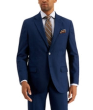 Nautica Men Modern Fit Bi-Stretch Suit Jacket Blue Plaid Size 38R NewDefect 