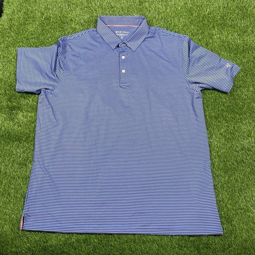 Malreg Golf Performance Polo Shirt Mens 2xl Blue Striped