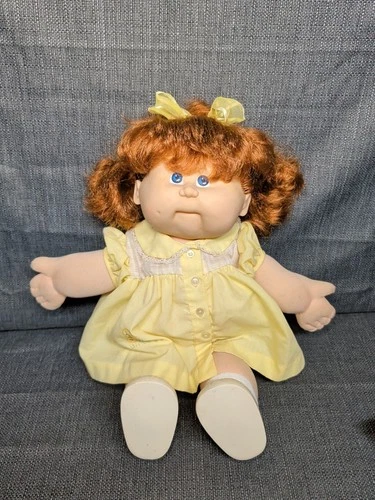 Talking  Cabbage Patch Doll Red Hair Blue Eyes 1987- Redressed - Works!!!