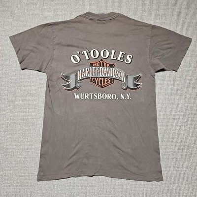 VTG 1987-88 O'Tooles Harley Davidson Wurtsboro NY Mens L Gray Single Stitch USA 