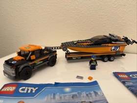 60085 LEGO Complete CITY: 4x4 with Powerboat orange racing pickup