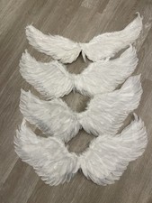 Set of 4 White Angel Wings Natural Feathers Costume Decor Photo Prop