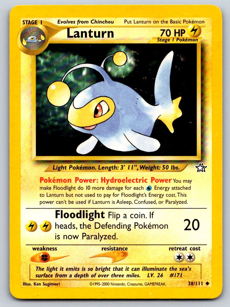 Lanturn 38/111 Uncommon Neo Genesis Pokemon Unlimited Lightly Played