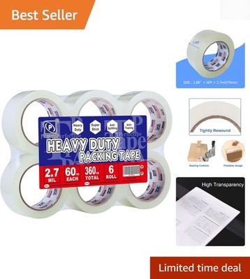 Clear Packing Tape - 6 Heavy Duty Rolls, 60 Yards Each for Secure Shipping
