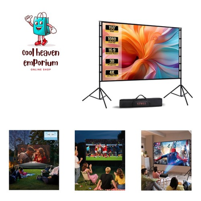 #ad 150 Inch Portable Projector Screen Milk Silk for Indoor amp; Outdoor Use $139.99