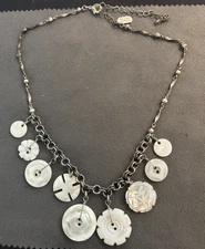 Grandmothers Buttons mother of pearl MOP button necklace ADORABLE!