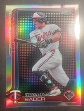 2025 Topps Chrome Harrison Bader Lightboard Logo Base Variation No. 62 SP Twins