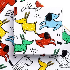 Birthday Wrapping Paper Sheet - 12 Sheets Adorable Dog Design Folded Flat for...