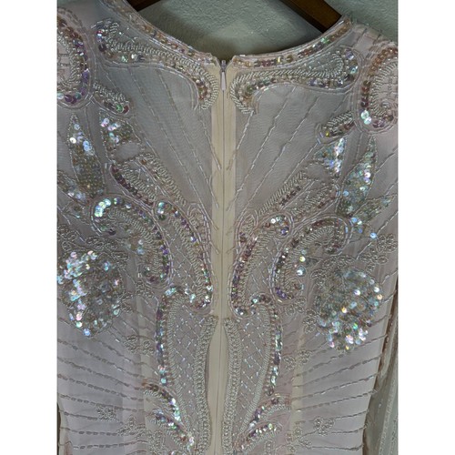 Vintage Twilight Connection Pink Beaded Sequin Dress Silk Size S Flapper Gown - Picture 7 of 15