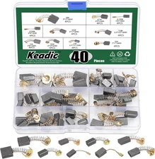 40Pcs 10 Sizes Electric Motor Carbon Brushes Replacement Assortment Set, Power T