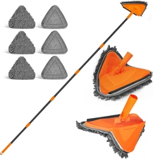 Wall Mop with Long Handle 80 Inches, Upgraded 180° Collapsible Baseboard Cleaner