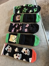 Minecraft Unisex Kids Crew Socks 5 Pairs Cartoon Novelty Multicolor
