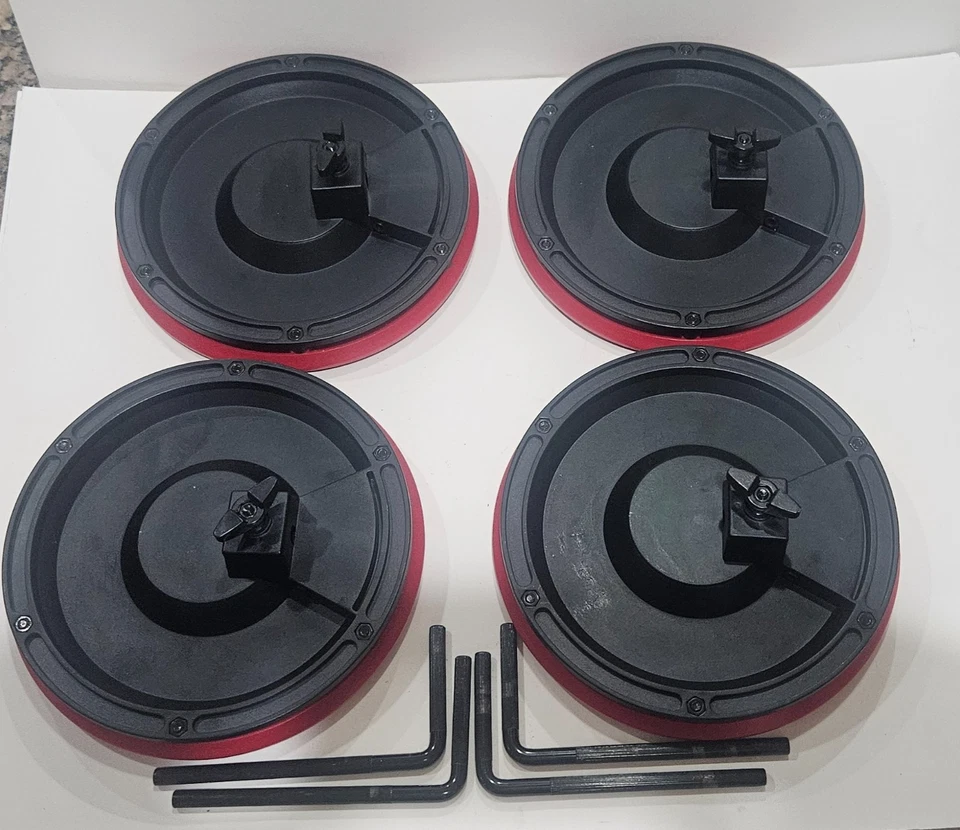 4 DDrum DD1M Plus Red/Black 8" Drum Pads w/ Mounting Arms - Image 2 of 4