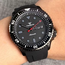 20ATM Diving Tandorio 41mm Japan NH36A Auto Black PVD Mens Watch Sapphire Glass