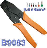 Pince à sertir B9083 à cliquet débrayable pour embouts isolés 0.50-6 mm²