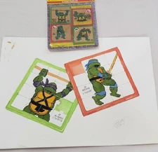 TMNT 1989 Sliding Puzzle (Unused)  & Matching Watercolor Signed Betty (1990)