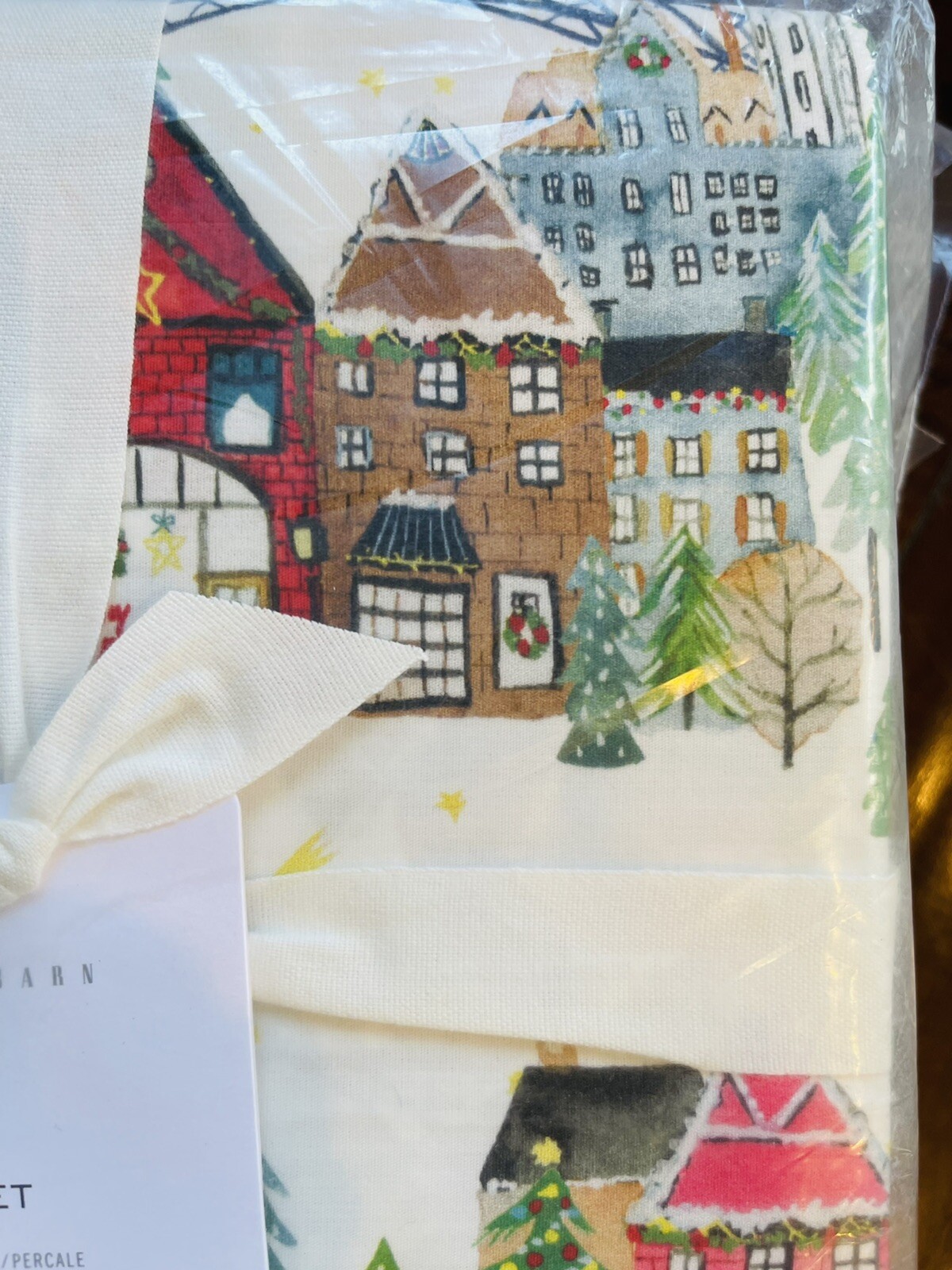 Pottery Barn Christmas In The City King Sheet Set Organic Percale COTTON Bedding eBay