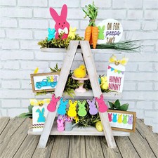 12Pcs Easter Tiered Tray Decor Inspiration Holiday Decoration Wooden ornament