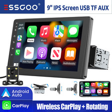 9" Wireless Apple Carplay Portable Car Stereo Android Auto Touch Screen USB AUX
