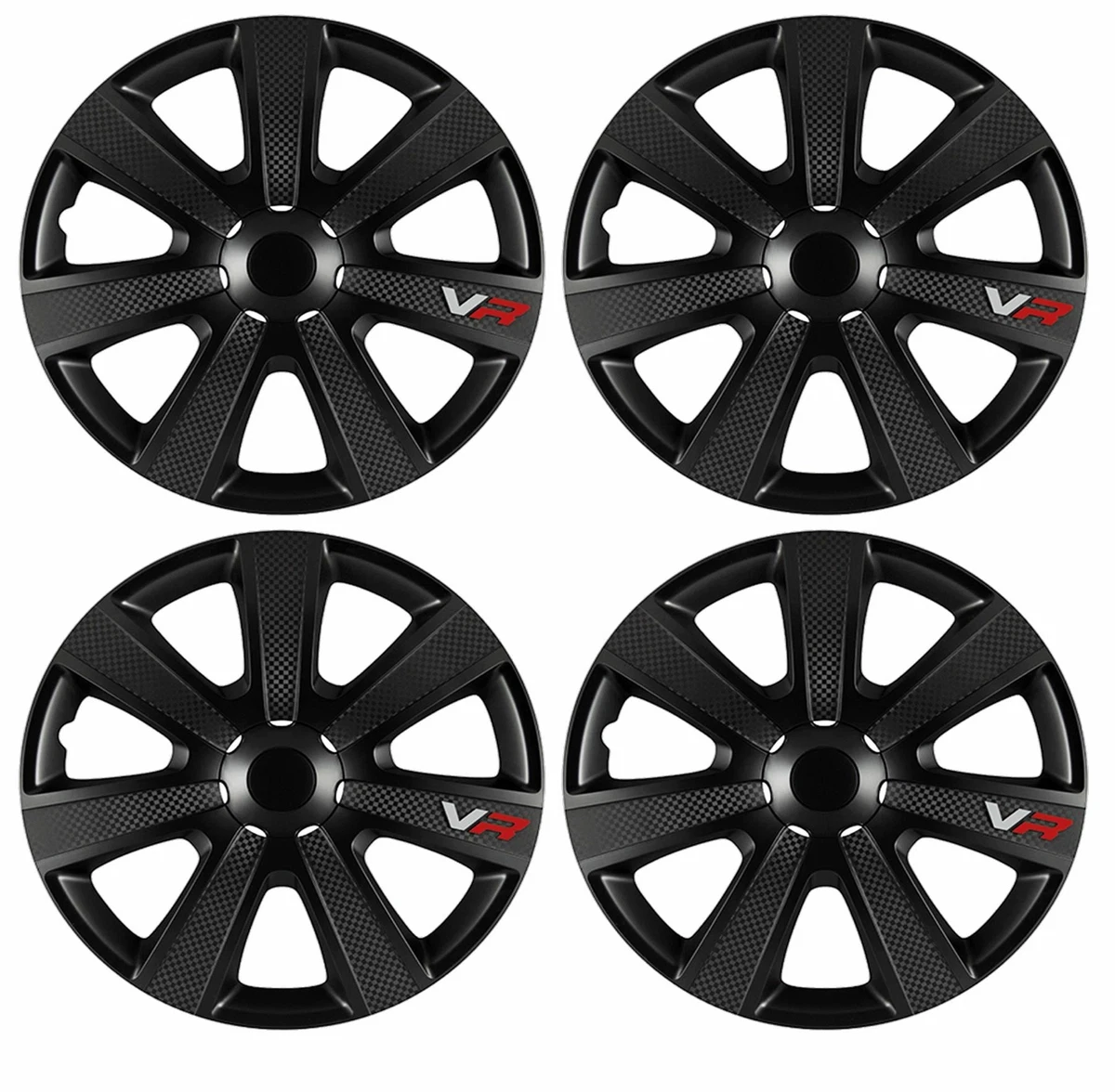 4 x Black VR Wheel Trims Hub Caps 14