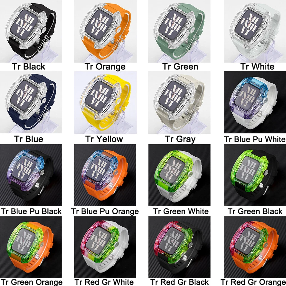 Estuche Kit Mod Transparente + Banda de Silicona para Apple Watch Ultra3 49mm 9 8 7 654SE Foto 2 de 4