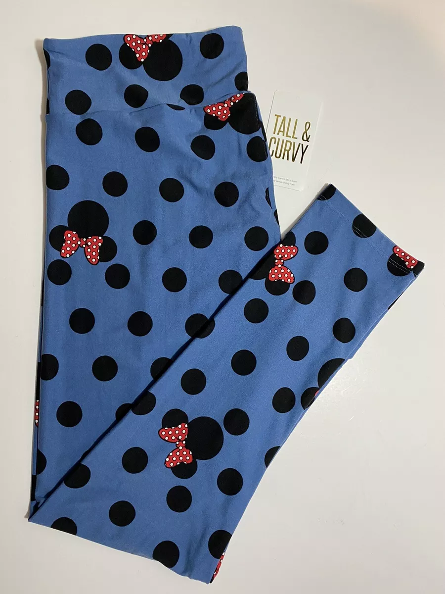 Lularoe Disney Minnie Mouse TC Leggings Blue Black Dots Red White Bows