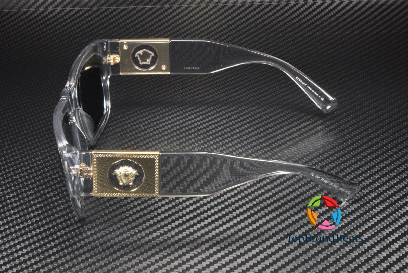 VERSACE VE4406 530580 Transparent Grey Dark Blue 56 mm Men's Sunglasses