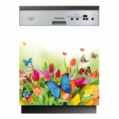 Sticker Lave vaisselle REPOSITIONNABLE déco Fleurs 60x60cm Réf 151 Sticker Lave vaisselle REPOSITIONNABLE déco Fleurs 60x60cm Réf 151