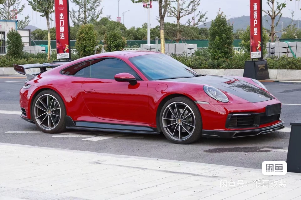 4PC Carbon Fiber Sideskirts Side Skirt Lip Cover For Porsche Carrera 911 992 - Image 4 of 4