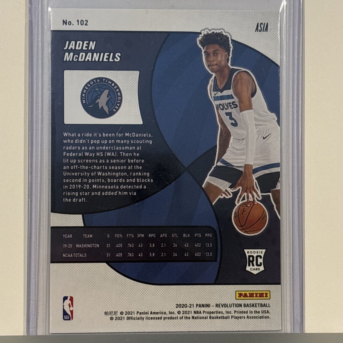 Jaden McDaniels 2020-21 Revolution BK Tmall Rookie Asia Holo
